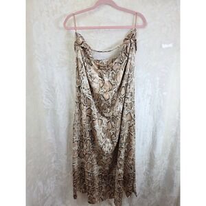 Canvas Apparel The Shiloh Skirt 2X Snakeskin Print Neutral‎ slit Maxi Skirt NWT